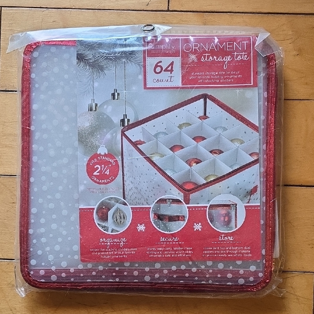 Red Ornament Storage Tote